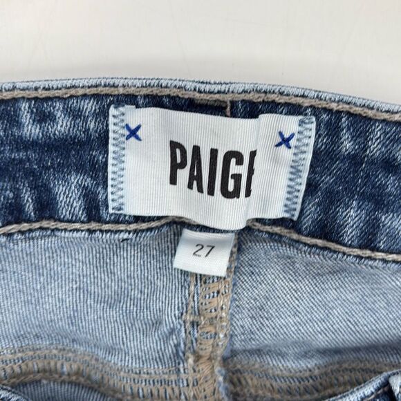 Paige Denim Verdugo Ankle Raw Hem Stretch Mid-Rise Skinny Jeans Cropped Blue 27 - Picture 10 of 13
